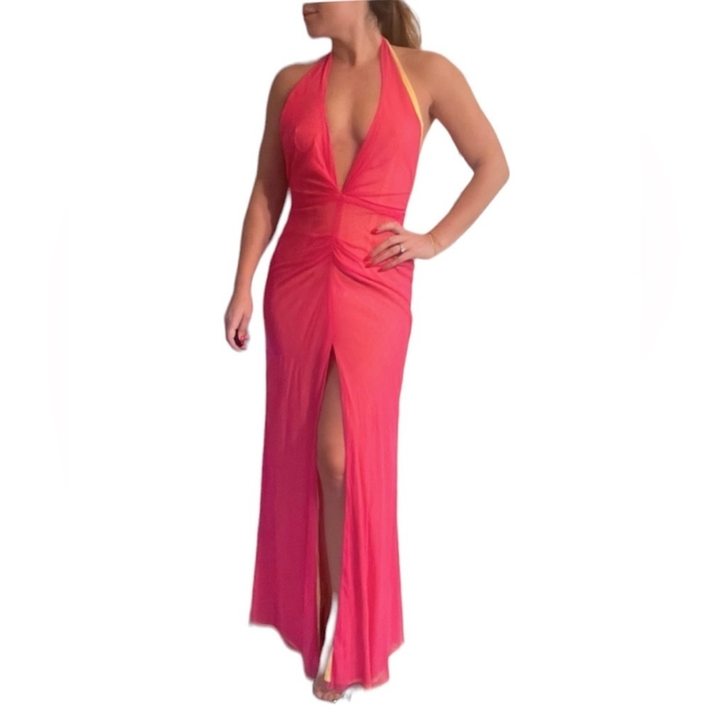 Jovani Halter Gown Pink